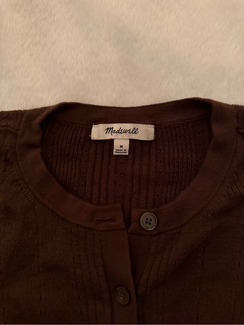 Madewell Dark Brown Short Sleeve Button Cardigan - Picture 2 of 3
